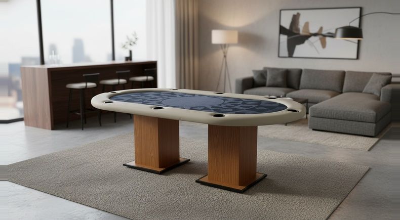 Mesa de Poker Profissional 8 Lugares com Tampão de Jantar e Tecido Personalizado - Pro33